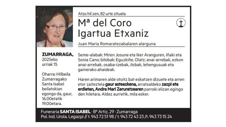 Mª del Coro Igartua Etxaniz
