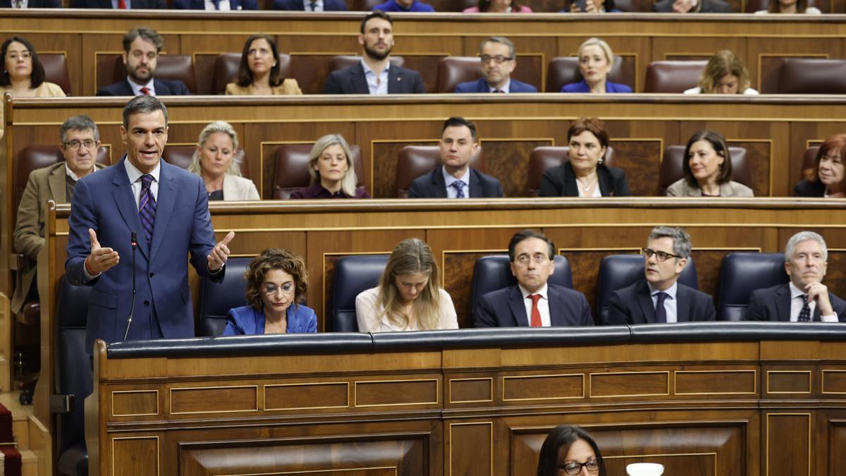 Pedro Sánchez en la sesión de control al Gobierno en el Congreso.