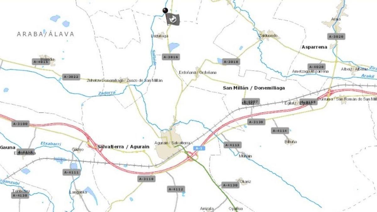 Cortada la A-3016 entre Agurain y Gordoa por un accidente entre dos vehículos