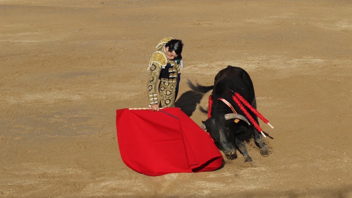 Navas torea en redondo al primer y buen novillo del hierro de Fraguas, al que cortó una oreja.