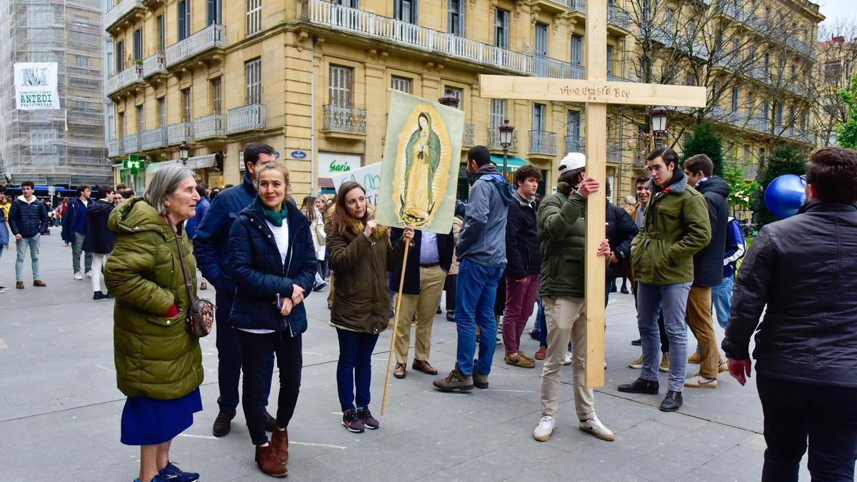 Manifestación de los antiabortistas en Donostia hasta la clínica de Askabide en 2022