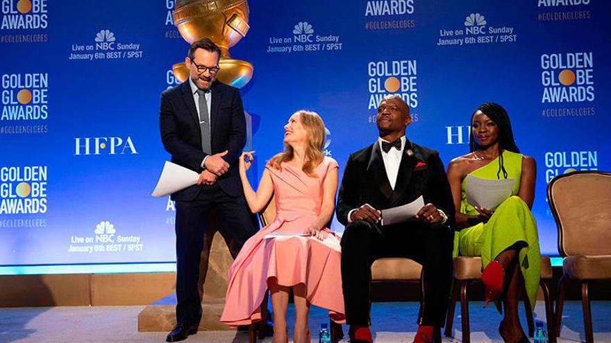 Leslie Mann, Christian Slater, Terry Crews y Danai Gurira en el anuncio de candidaturas.Foto: Afp