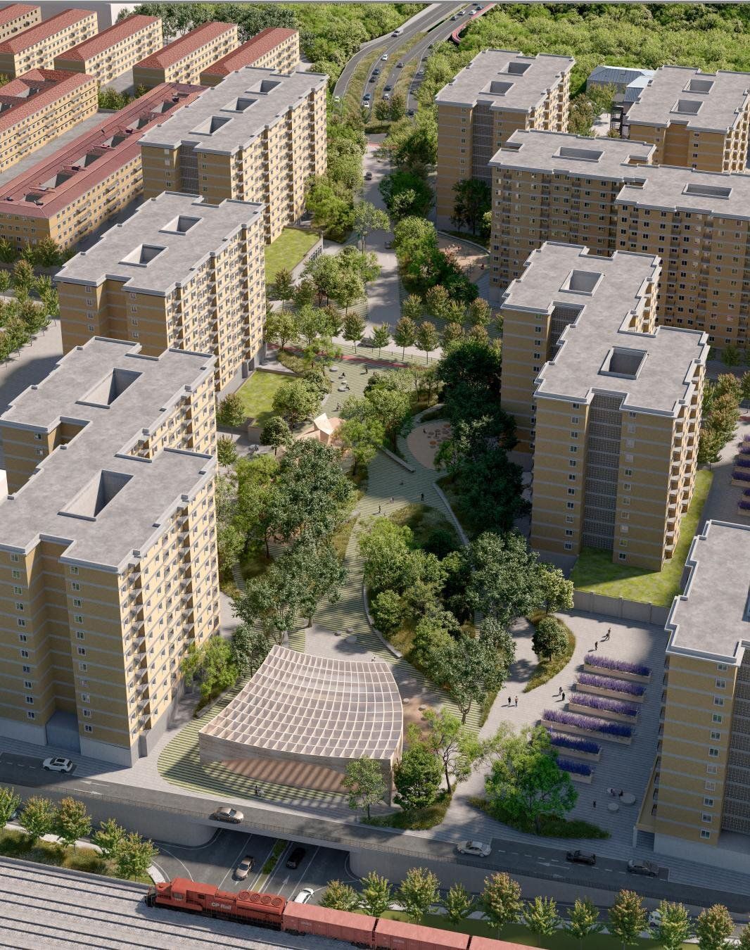 Recreación del proyecto urbanístico previsto en San Jorge.