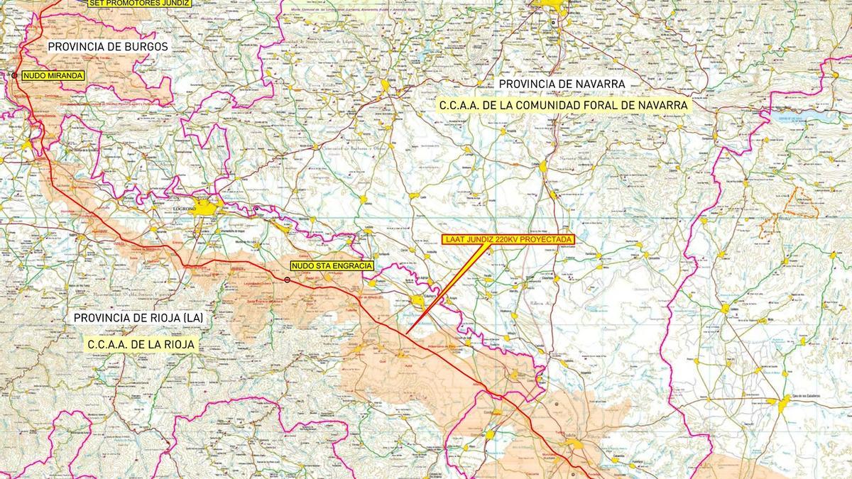 Línea Tauste-Jundiz que pasa por Navarra.
