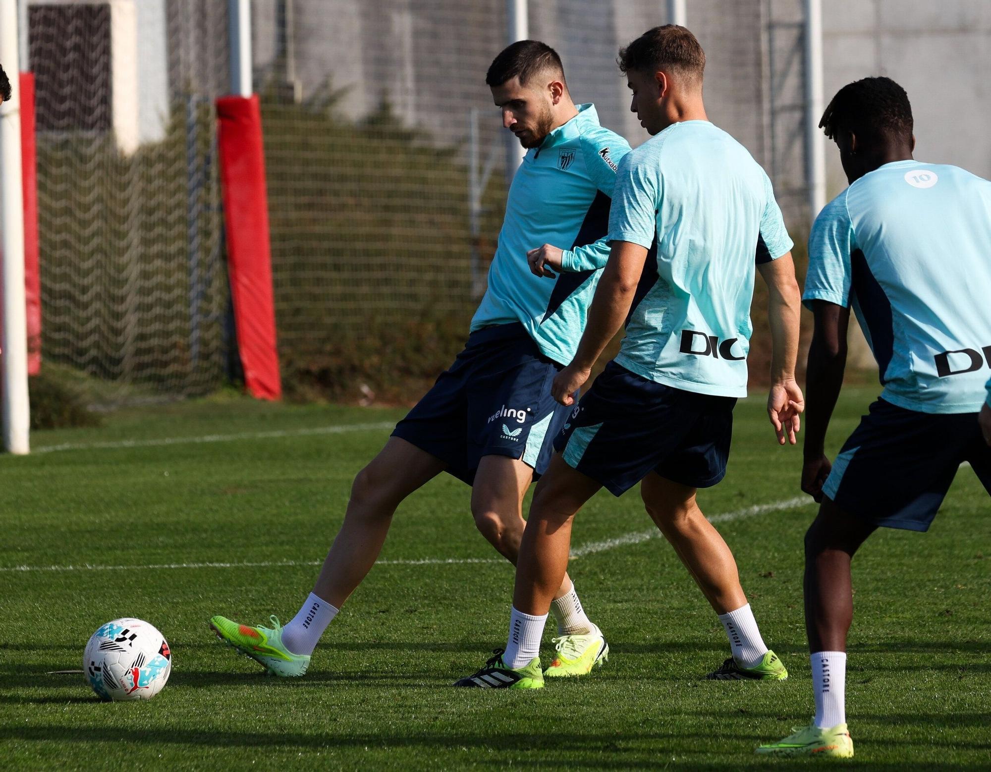 Oihan Sancet en el entrenamiento de hoy