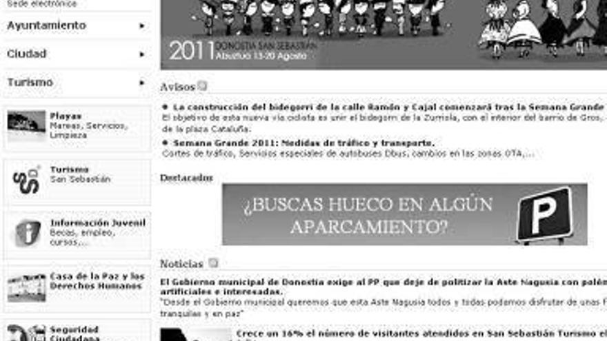 La OCU califica como &quot;muy buena&quot; la página web municipal de Donostia