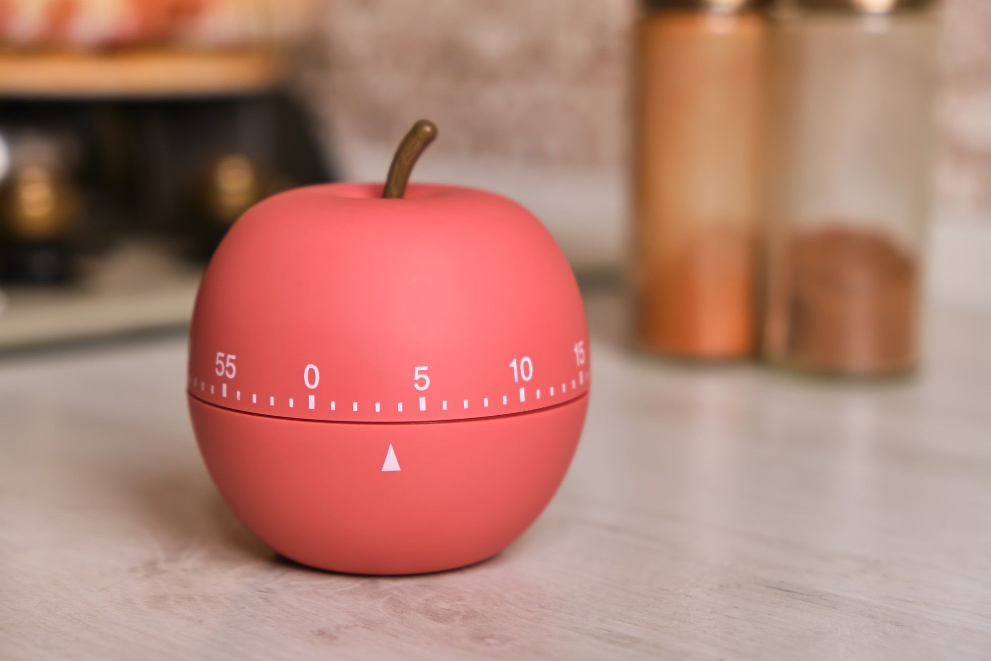 Temporizador con forma de manzana.