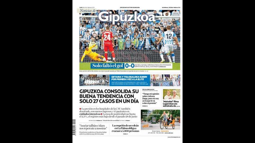 NOTICIAS DE GIPUZKOA: la portada del lunes 20 de septiembre