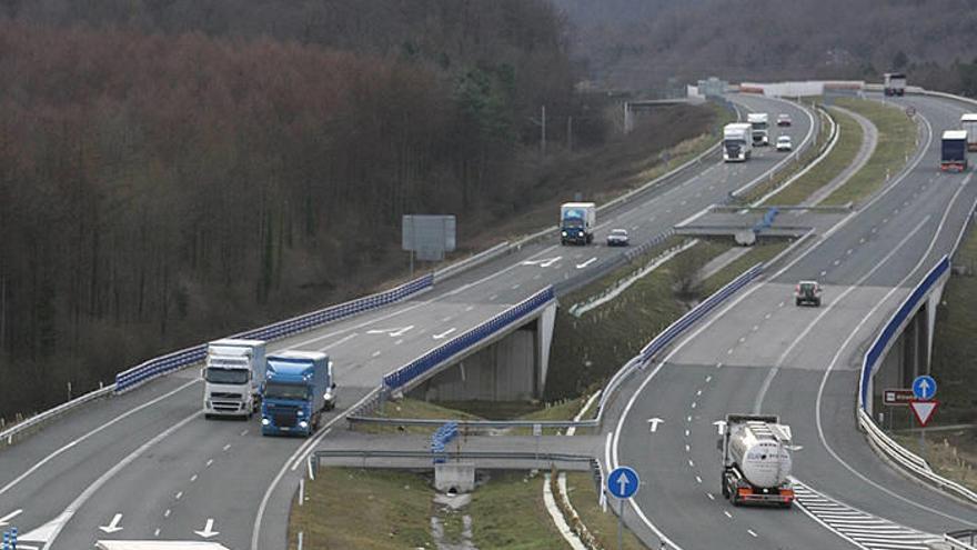 Varios camiones circulan por la N-I.