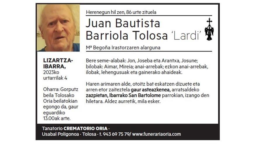 Juan Bautista Barriola Tolosa