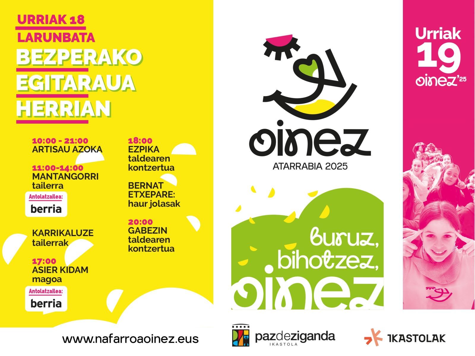 Programa de actividades del sábado.