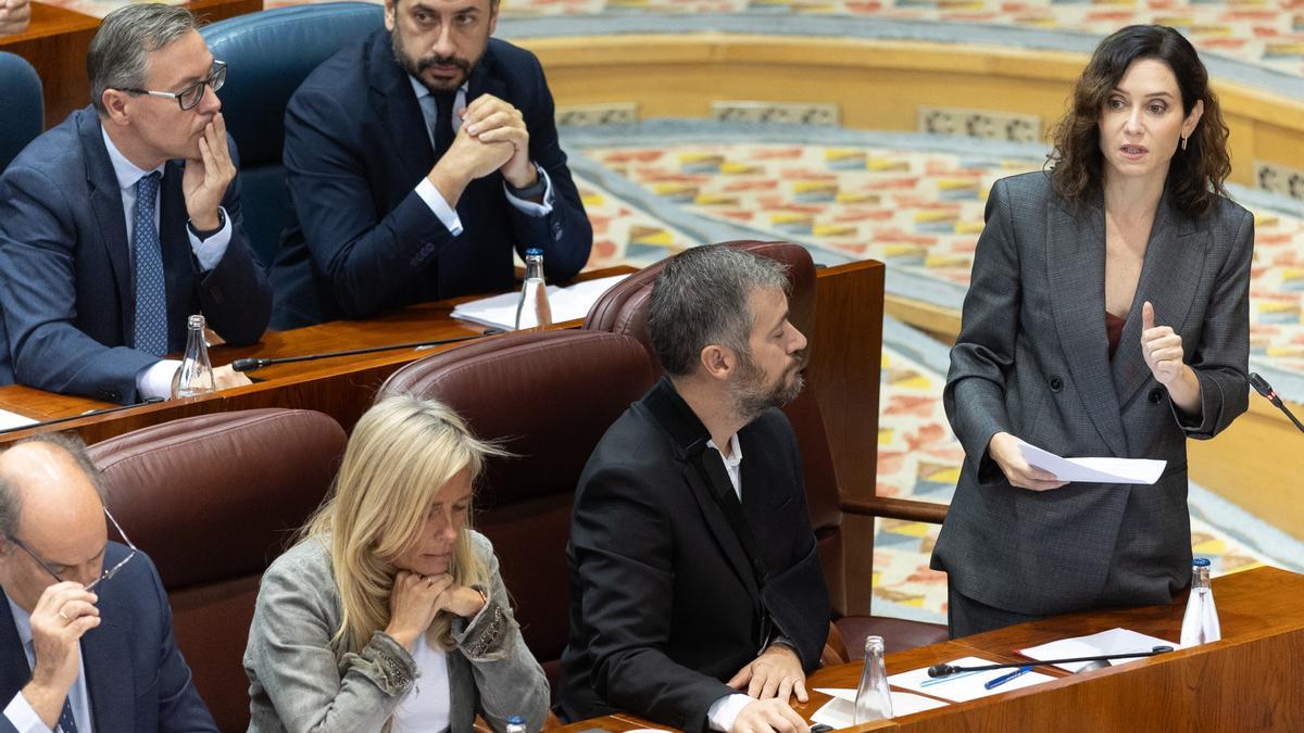 La presidenta de la Comunidad de Madrid, Isabel Díaz Ayuso, durante un pleno en la Asamblea de Madrid.