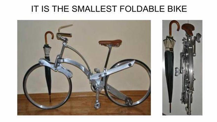 Una bicicleta plegable hasta el tamaño de un paraguas