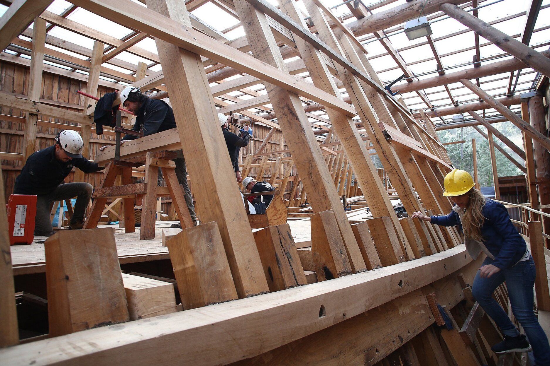 2018-3-21. Construcción de la réplica de la Nao San Juan, ballenero vasco hundido en Canadá en 1565, en la Factoría Albaola.