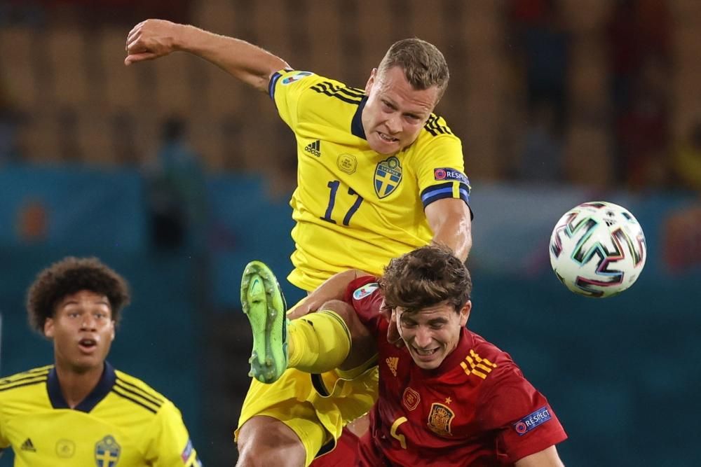 Imágenes del partido España-Suecia de la Eurocopa.