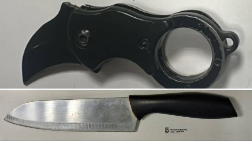 Un menor con un karambit y dos intervenciones por armas y drogas marcan la noche en Pamplona