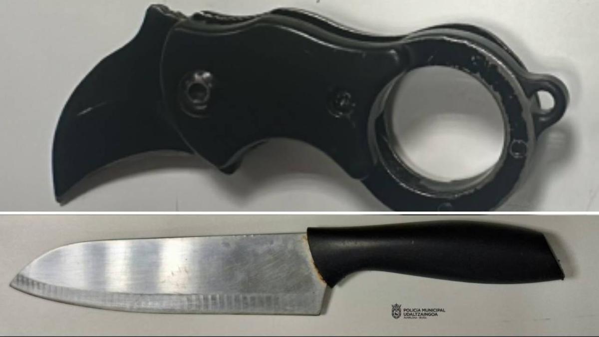 Karambit y cuchillo requisados por Policía Municipal.