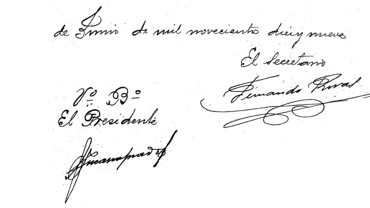 Firmas del documento que certifica la creación el 24 de octubre de 1920 del Club Osasuna.