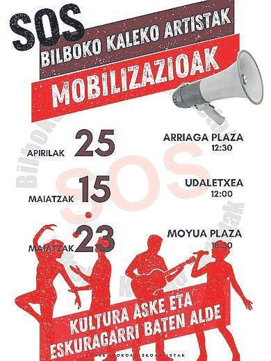 Kaleko artistak kolektiboaren hurrengo mobilizazioak biltzen dituen afixa.