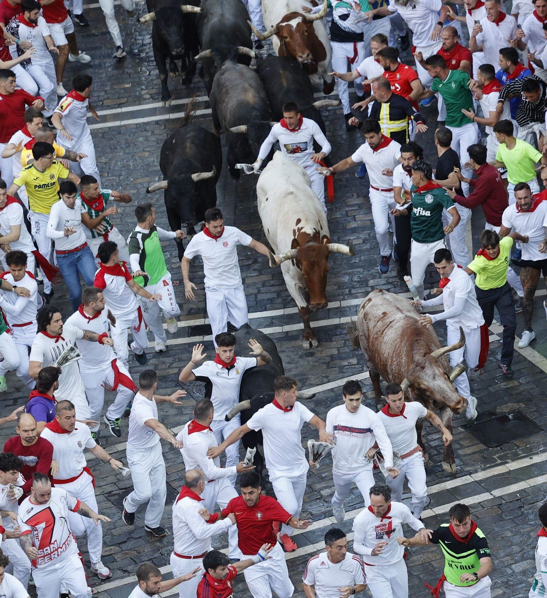 Fotos del octavo encierro de San Fermín con toros de Miura