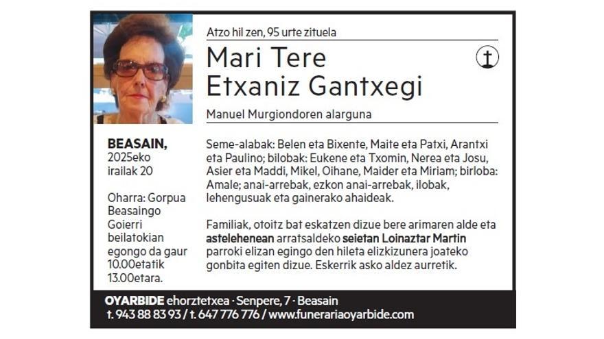 MARI TERE ETXANIZ GANTZEGI
