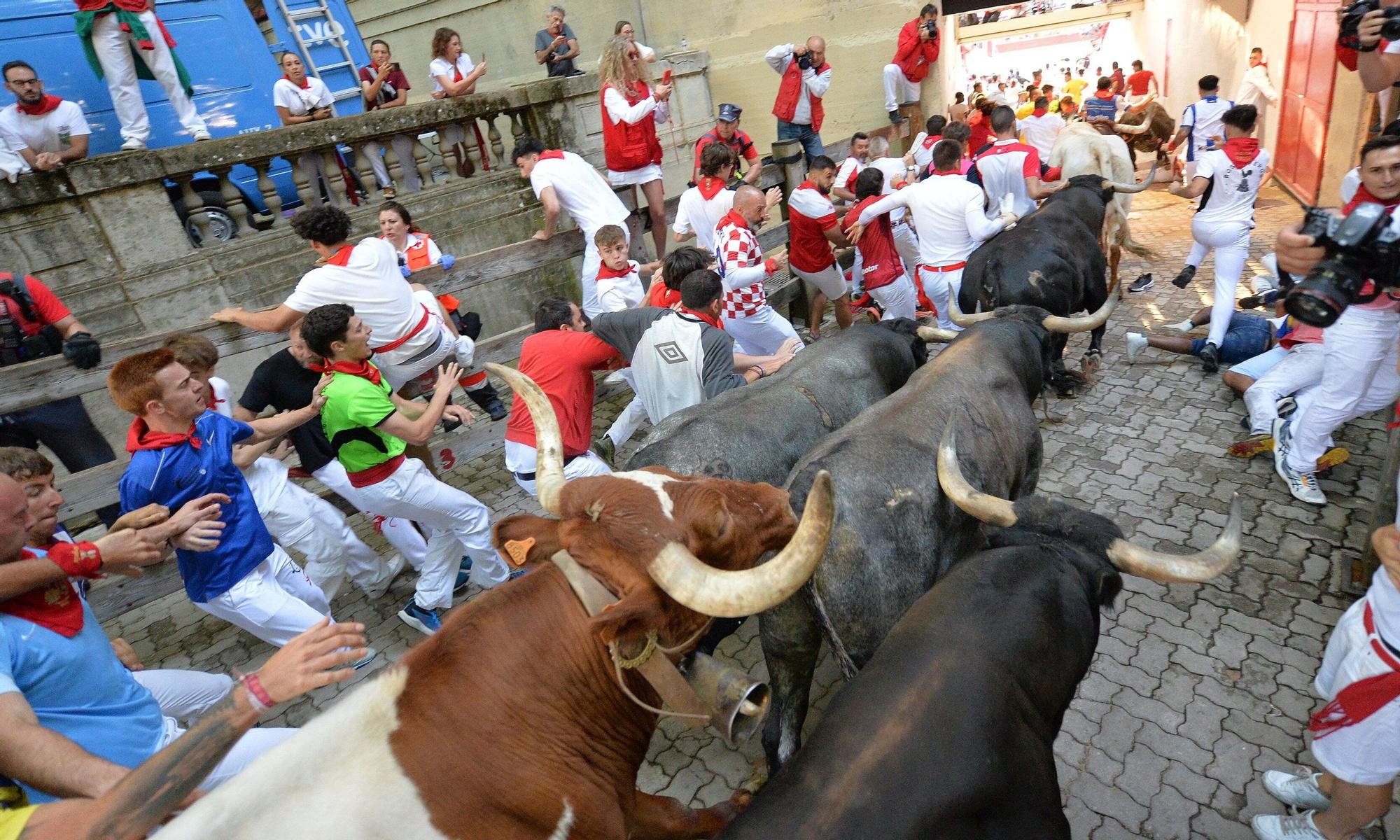 Fotos del octavo encierro de San Fermín con toros de Miura