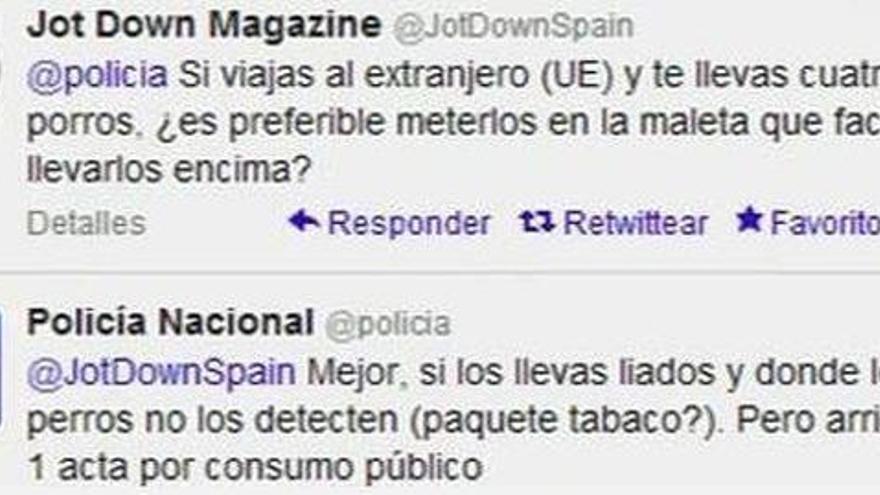 Un tuit de la Policía Nacional explica cómo esconder porros si viajas
