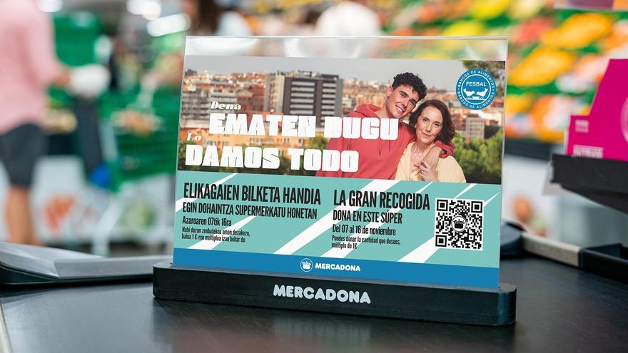 Separador de Mercadona que anima a participar en la Gran Recogida de Alimentos