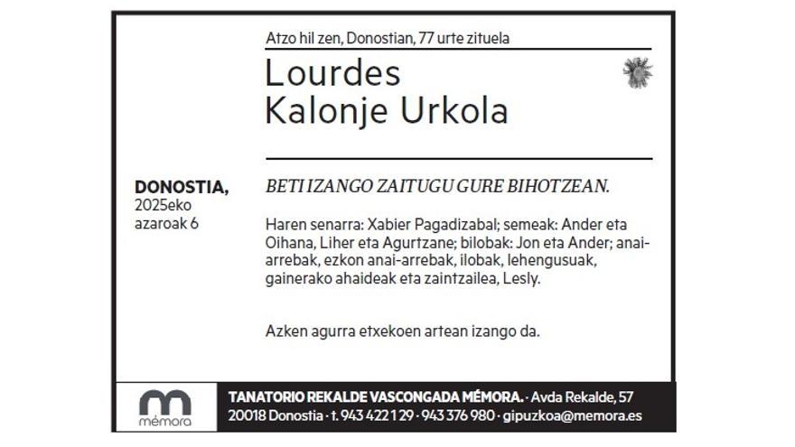 LOURDES KALONJE URKOLA