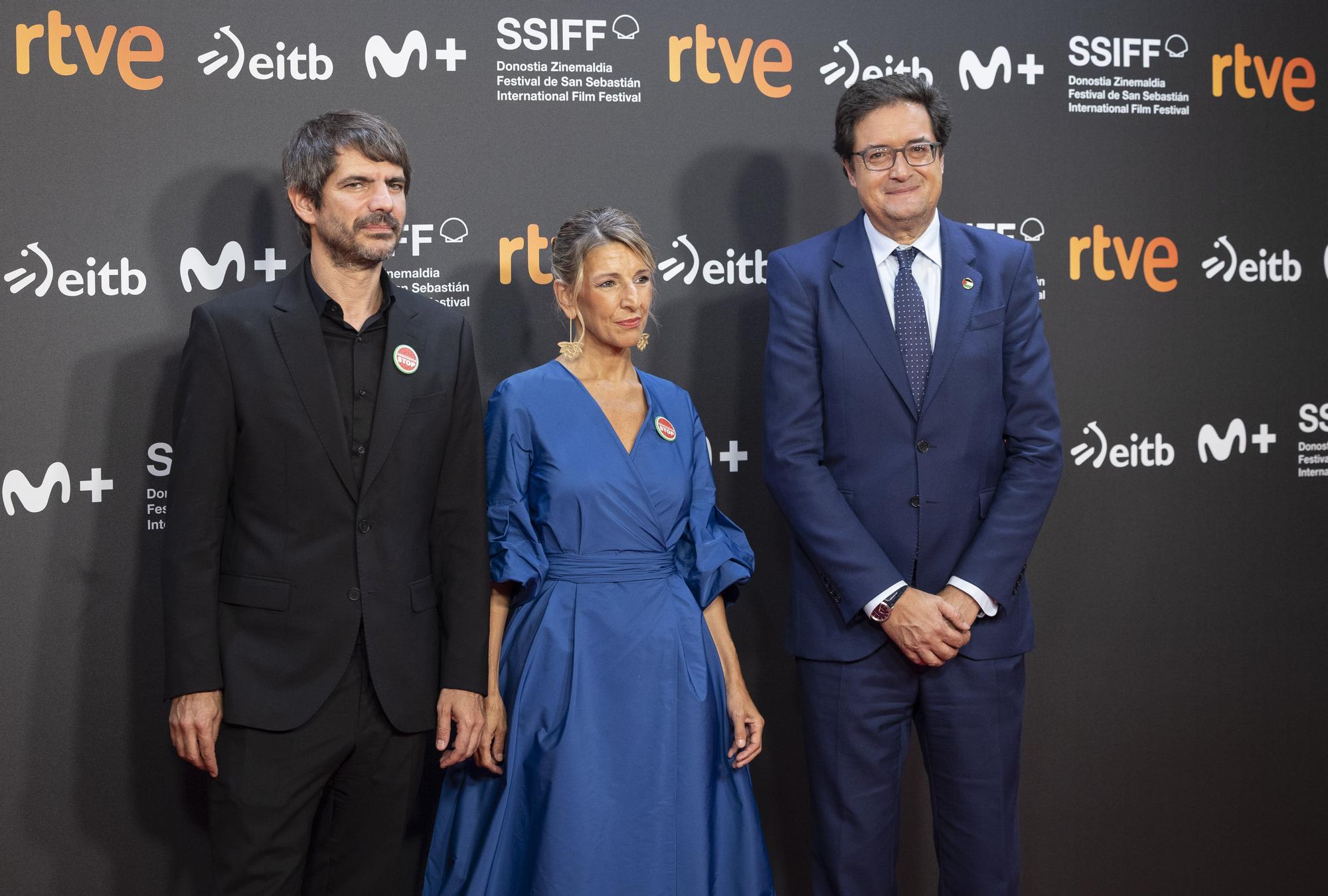 Los ministros Ernest Urtasun, Yolanda Díaz y Óscar López