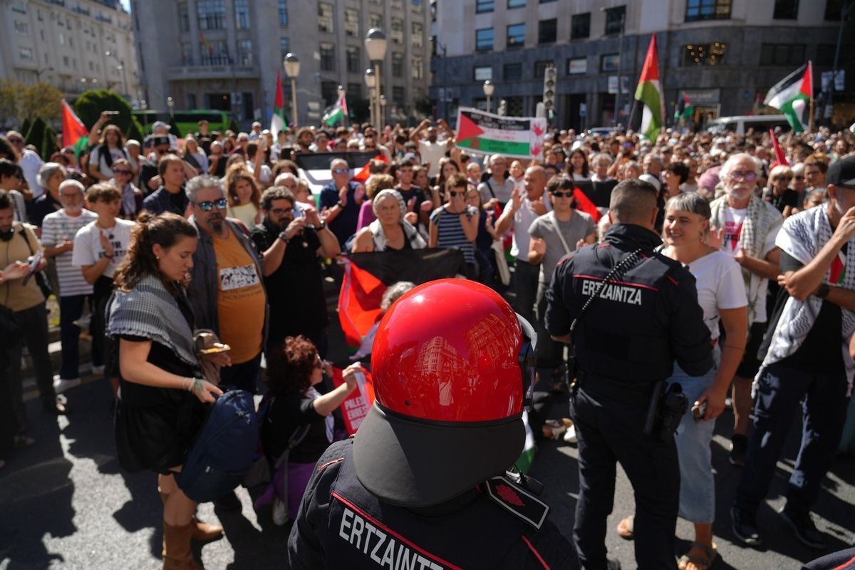 Manifestación en Bilbao en apoyo al pueblo palestino y a la flotilla