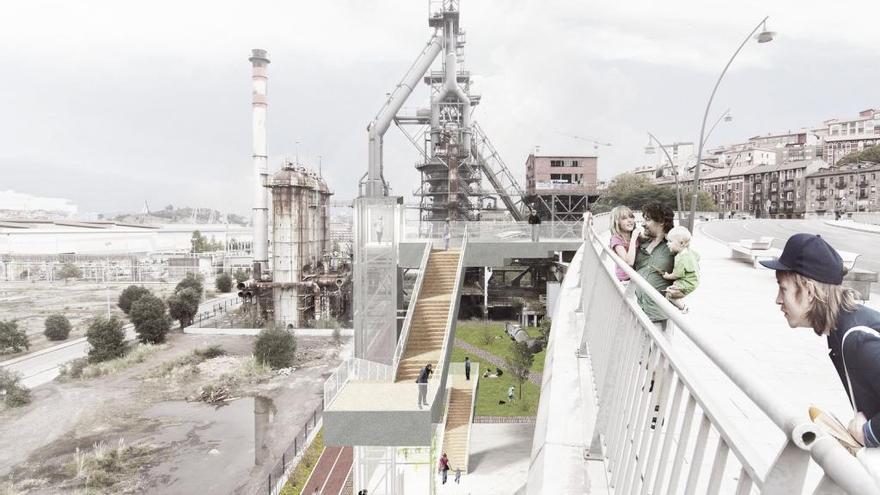 Infografía que muestra cómo quedará el entorno del Horno Alto de Sestao.