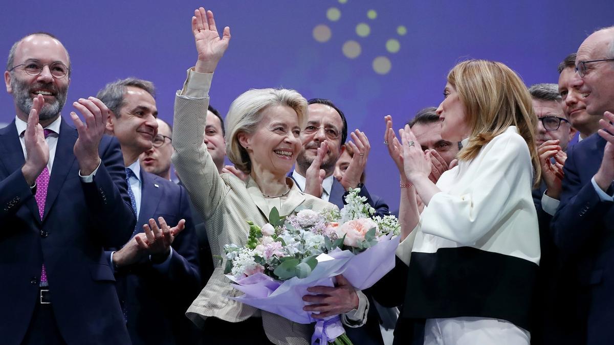 Ursula von der Leyen se mostró exultante tras ser designada ayer la candidata del PPE.