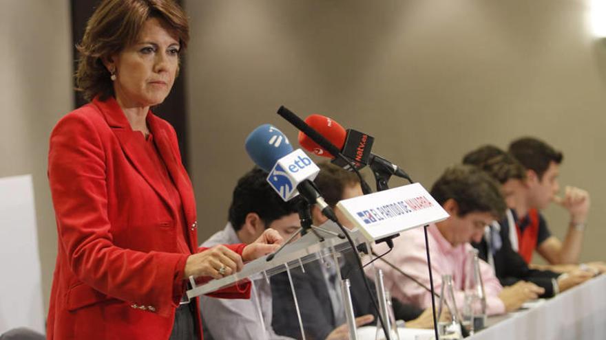 Yolanda Barcina, presidenta de UPN y del Gobierno de Navarra, en un acto de partido.