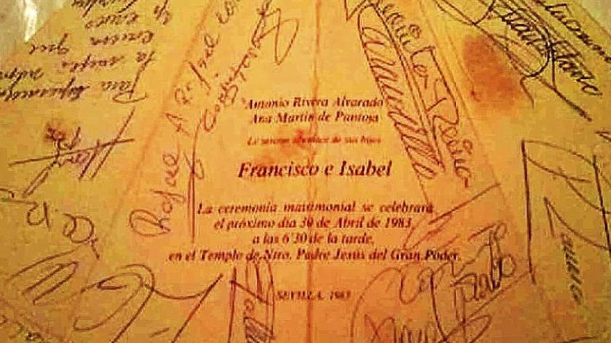 La invitación de boda de Isabel Pantoja y Francisco Rivera que se vende en Internet.