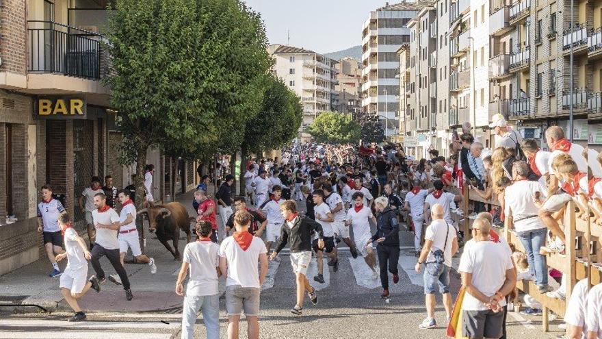 Un momento del encierro del jueves.