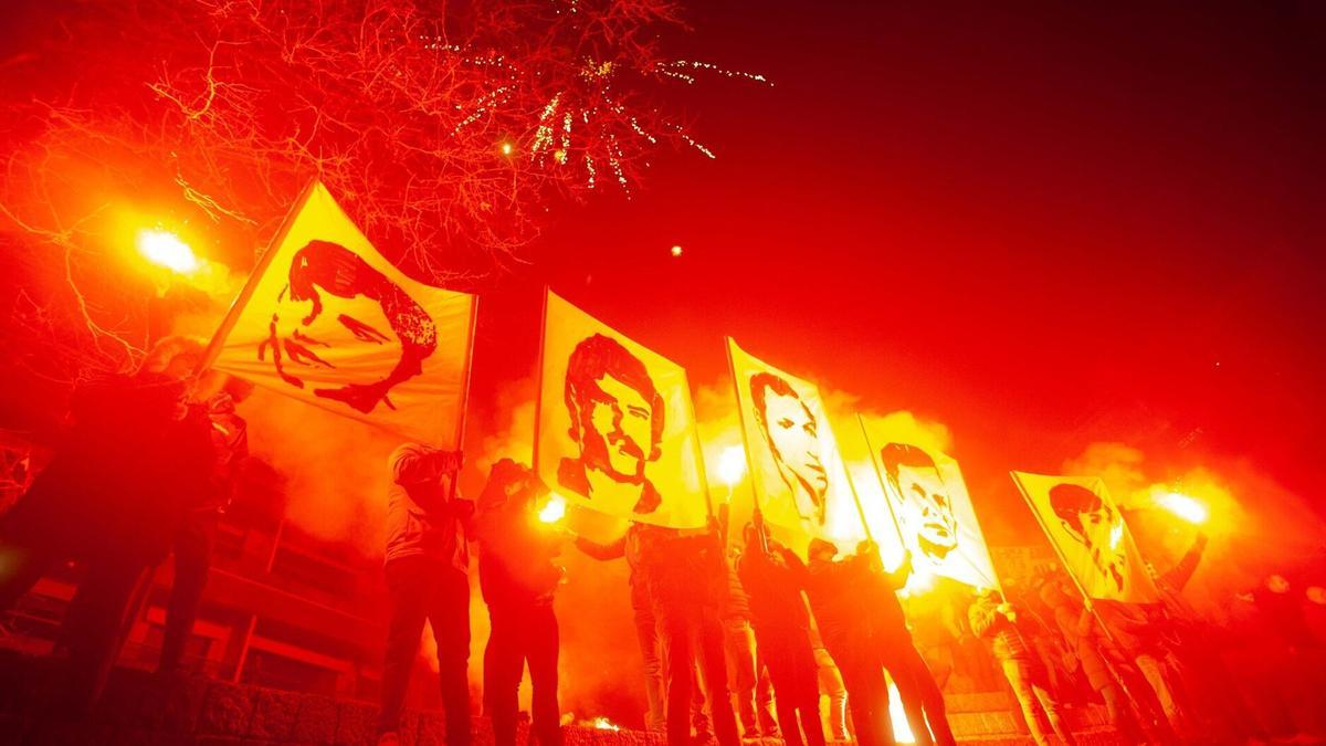 Protesta para reivindicar la memoria de los cinco obreros asesinados el 3 de marzo de 1976 en Gasteiz a manos de la Policía Armada franquista durante una huelga.