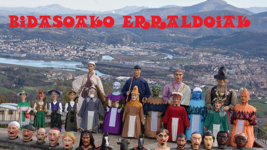 Bidasoako Erraldoiak, todas los gigantes de la comparsa, en imagen.