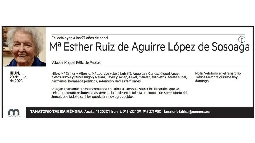 Mª ESTHER RUIZ DE AGUIRRE LOPEZ DE SOSOAGA