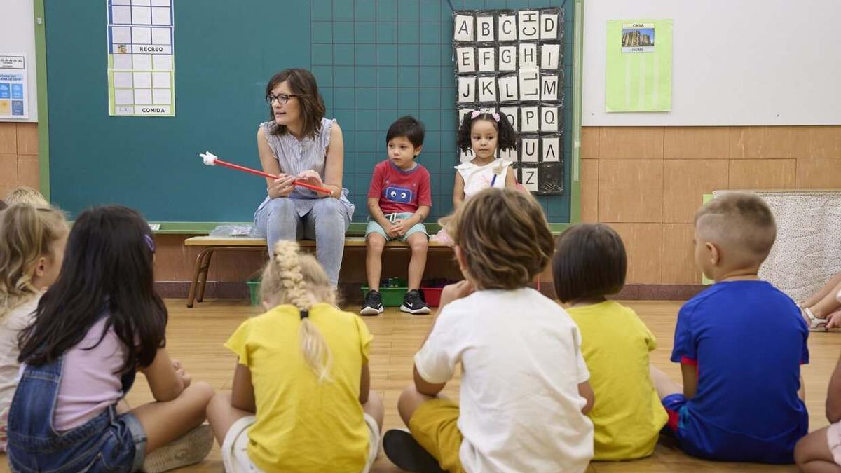 Escolares en un colegio público de Pamplona