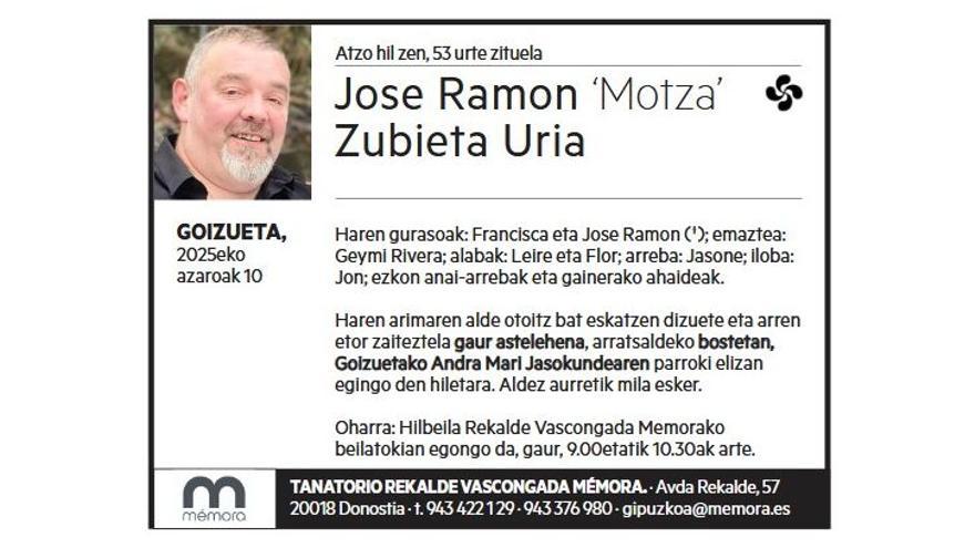 JOSE RAMON ZUBIETA URIA