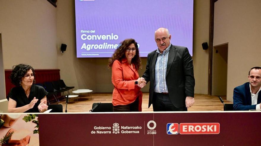 Navarra y Eroski firman un acuerdo hasta 2029 para impulsar la venta de alimentos locales