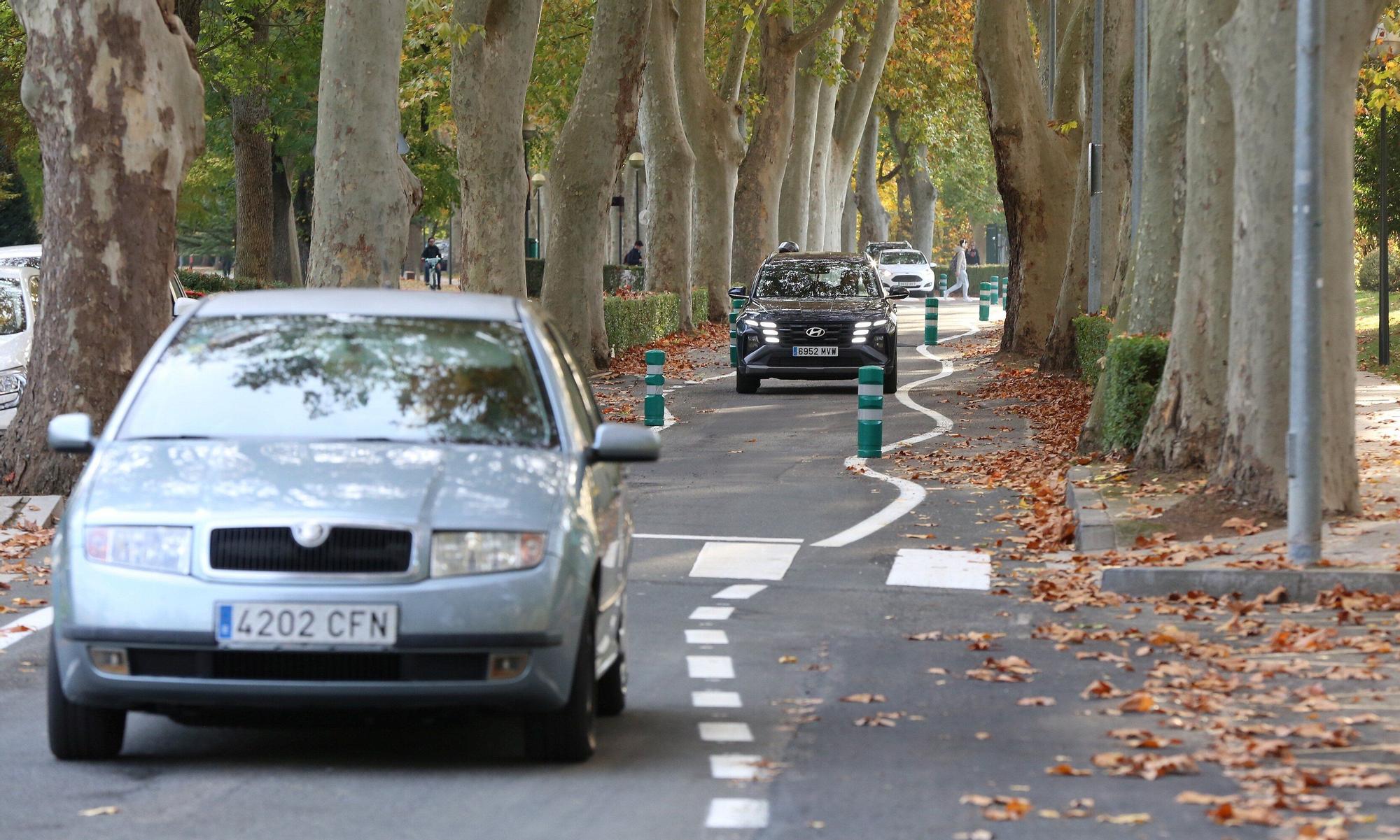 Fotos del nuevo trazado en la carretera de la Universidad de Navarra