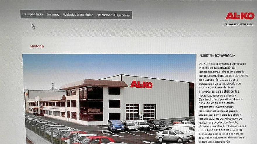 Pagina web de la empresa fabricante de amortiguadores AL-KO Record con planta en Abadiño.