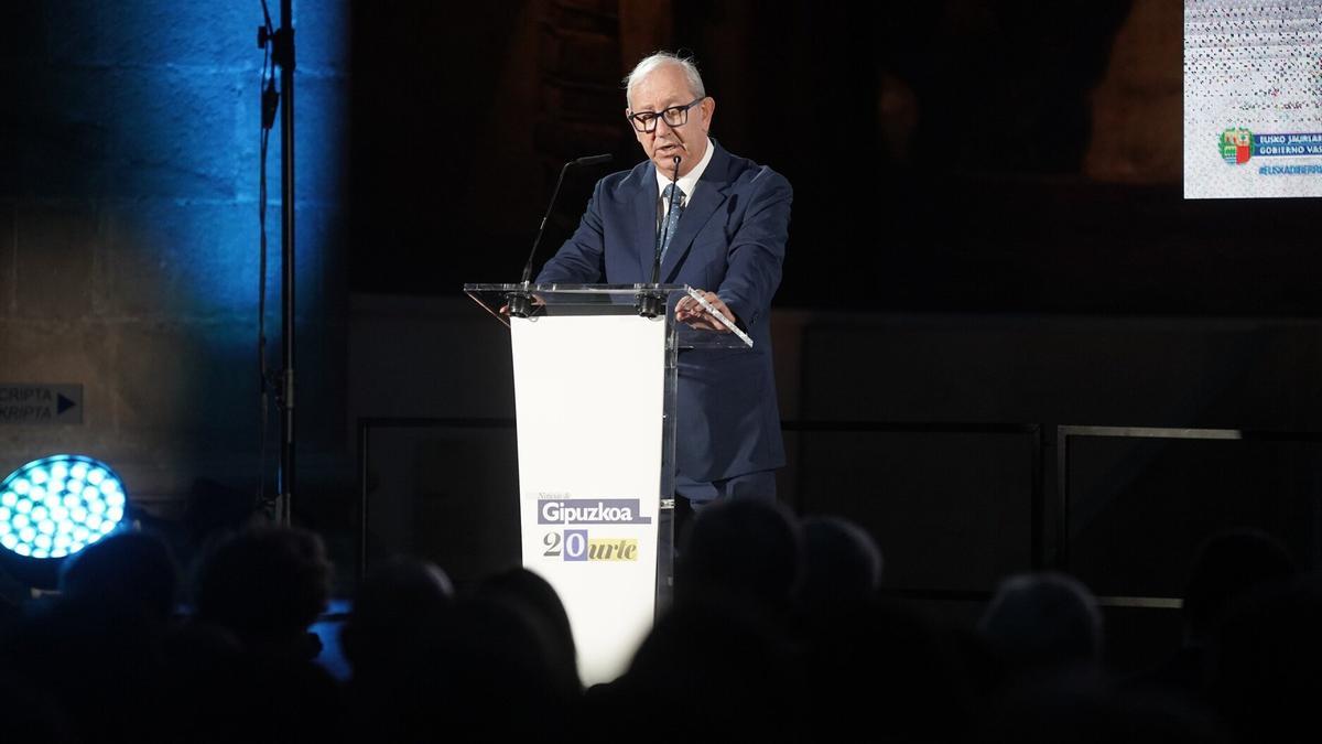 El director general del Grupo Noticias, Juanjo Baños, durante su discurso en el 20º aniversario de NOTICIAS DE GIPUZKOA