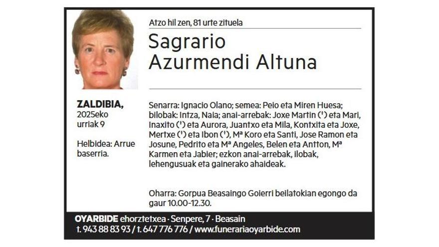 SAGRARIO AZURMENDI ALTUNA