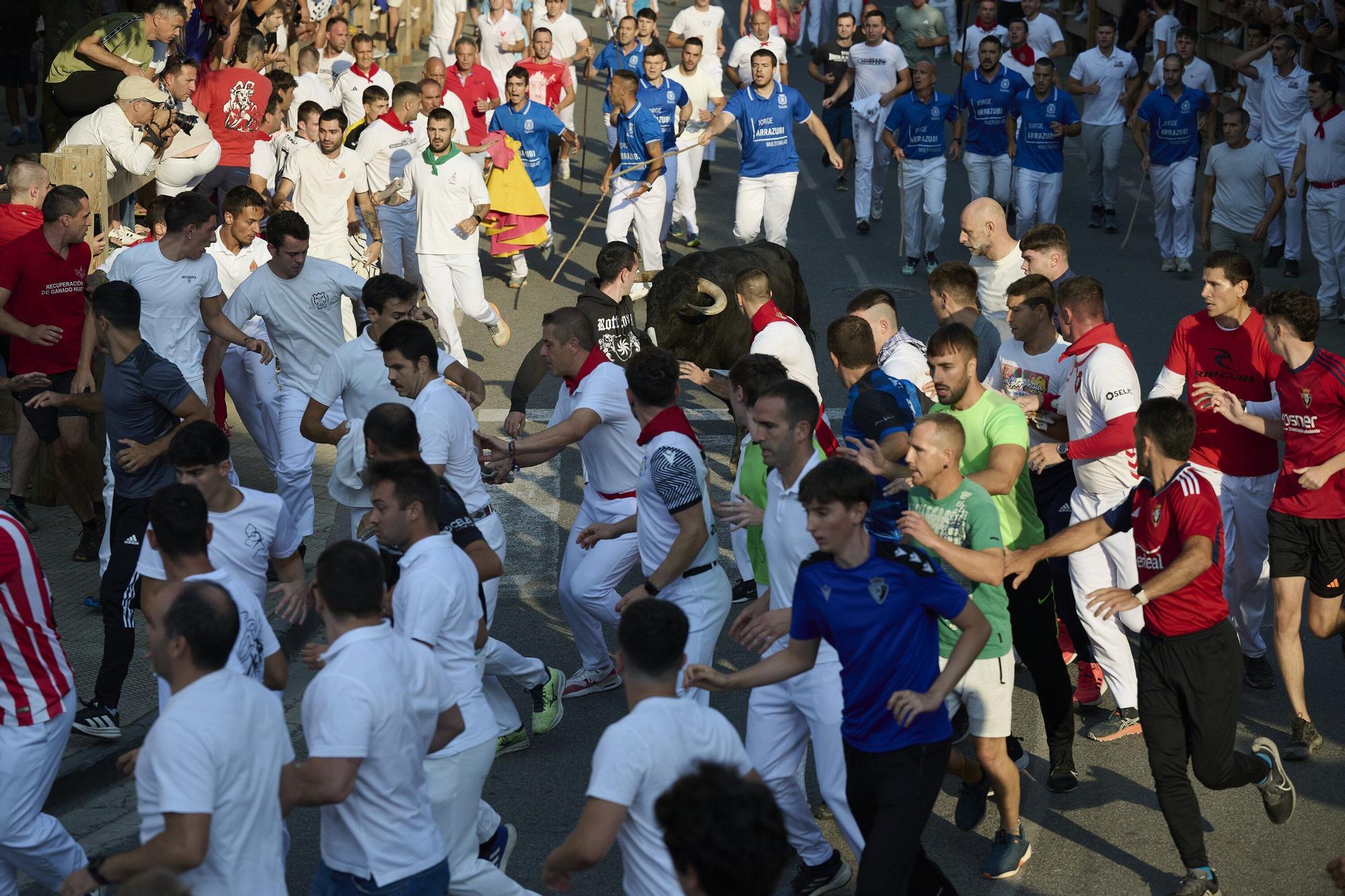 Fotos del primer encierro de fiestas de Tafalla