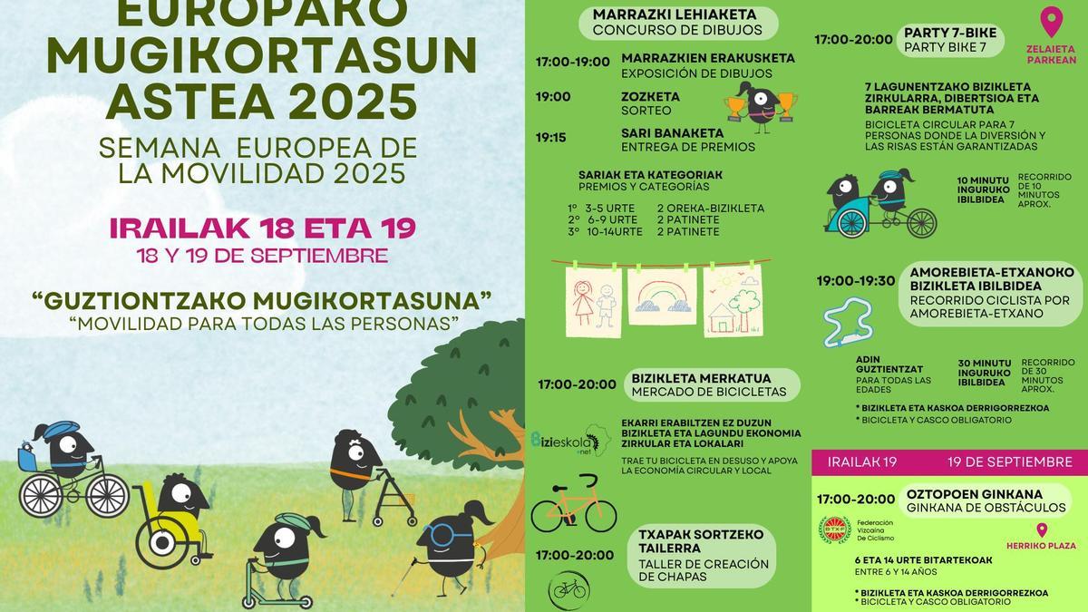 Mugikortasunaren Europako Astearen programazioaren kartela.