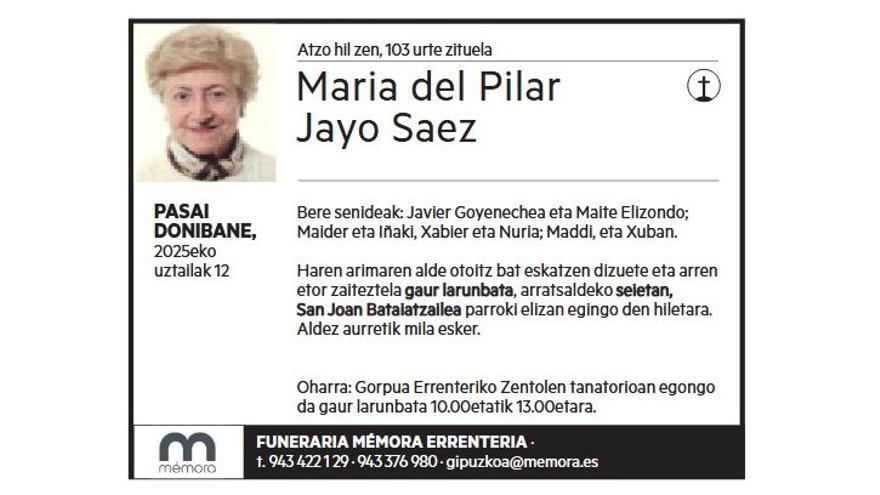 MARIA DEL PILAR JAYO SAEZ