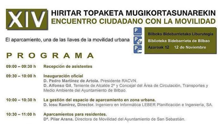 Expertos en movilidad debatirán el jueves en Bilbao sobre los sistemas de aparcamiento